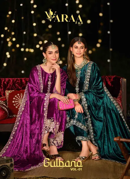 Gulbano Vol 1 By Varaa Viscose Velvet Dress Material Exporters In India
