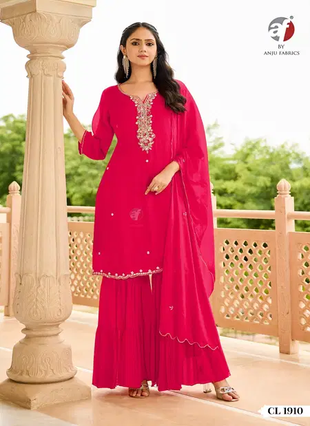 CL 1910 By Af Chinon Chiffon Handwork Kurti With Bottom Dupatta Wholesale Online