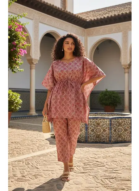 Naisha K 385 Cotton Printed Casual Wear Kaftan Co Ord Set Wholesale Suppliers In Mumbai