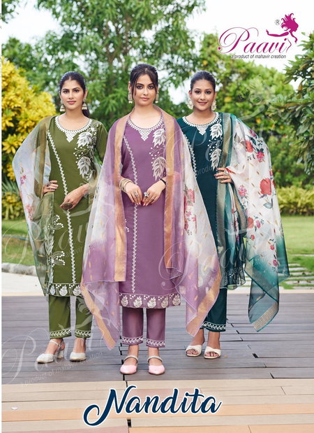 Nandita By Paavi Vertical Wholesale Kurti With Bottom Dupatta In India
