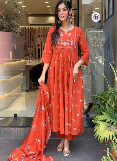 KF 4077 Kalaai Cotton Embroidery Online Kurti With Bottom Dupatta Wholesale