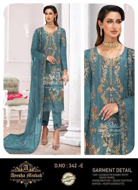 Ayesha Misbah 342 A To F Georgette Pakistani Salwar Suits Suppliers In India
