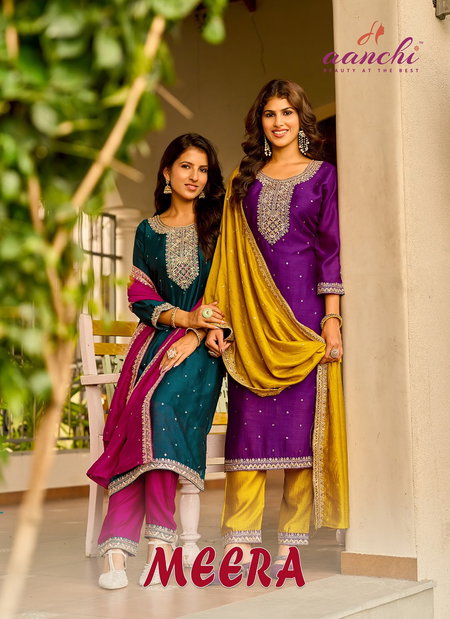 Meera By Aanchi Vichitra Silk Kurti With Bottom Dupatta Wholesale Price In Surat