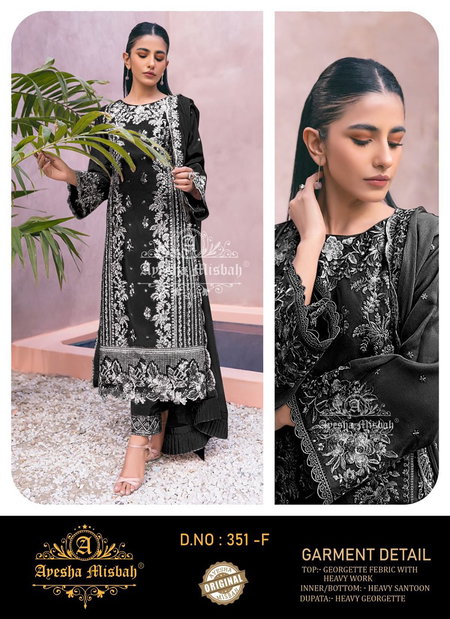 Ayesha Misbah 351 A To F Georgette Pakistani Salwar Suits Wholesale Shop In Surat