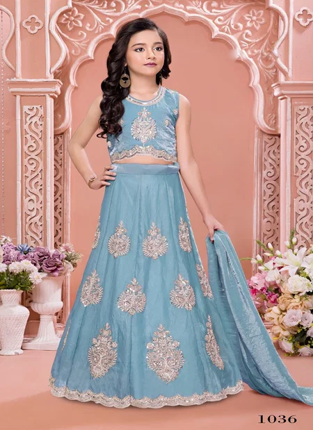 Aarvi Vol 8 Vichitra Embroidered Kids Lehenga Choli Wholesale Clothing Suppliers In India