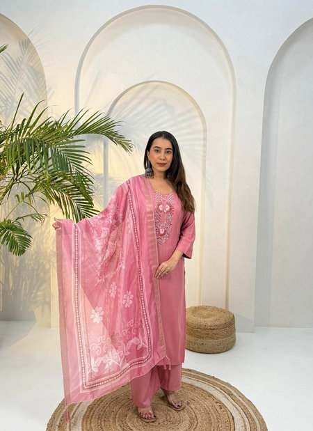 Naisha K 398 Rayon Robi Mirror Work Casual Wear Kurti With Pant Dupatta Bulk Orders In India