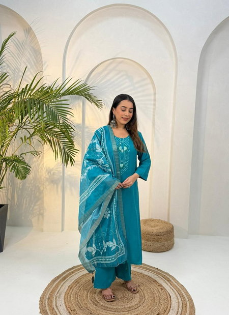 Naisha K 398 Vol 2 Rayon Robi Mirror Work Casual Wear Kurti With Pant Dupatta Exporters In India