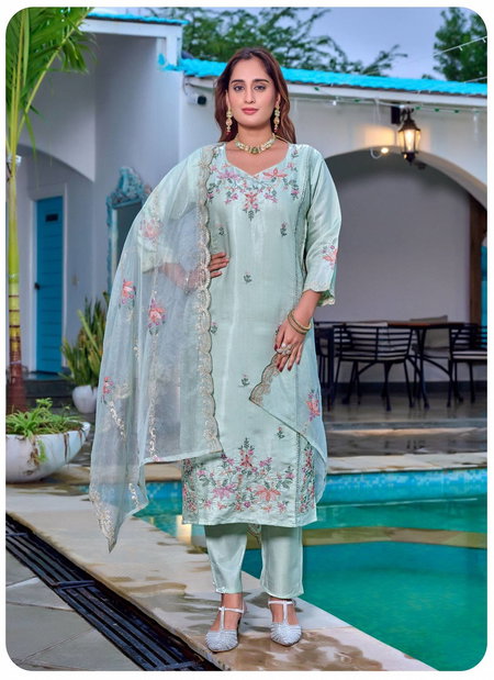 Naisha K 405 Glass Work Handwork Designer Kurti With Pant Dupatta Wholesale Online