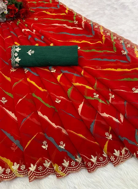 Mahek 192 Georgette Printed Leheriya Saree Wholesale Suppliers In Mumbai