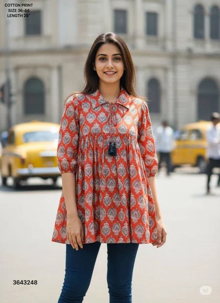 Naisha K 412 Cotton Print Stylish Wear Short Top Wholesalers In Delhi