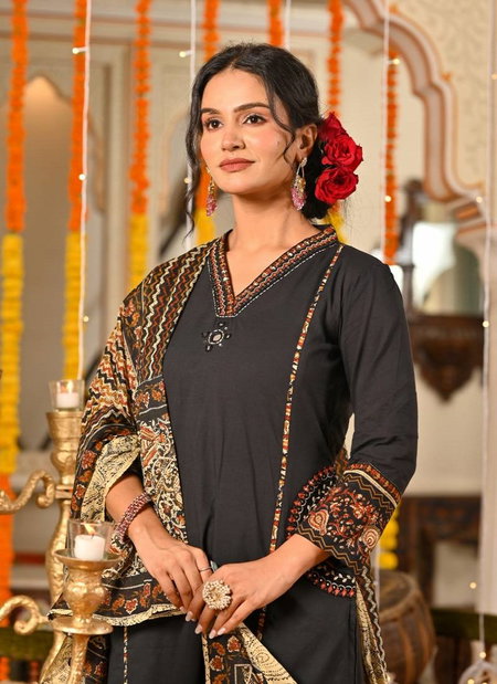 Naisha K 416 Cotton Designer Festival Wear Kurti With Pant Dupatta Bulk Orders In India