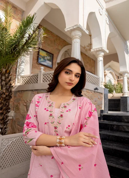 Dhuvrunda 01 Chanderi Butti Printed Casual Wear Kurti With Pant And Dupatta Wholesale In India