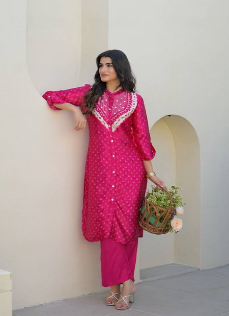 Naisha K 418 Vol 2 Gaji Silk Thread Mirror Work Stylish Kurti With Pant Wholesale In India