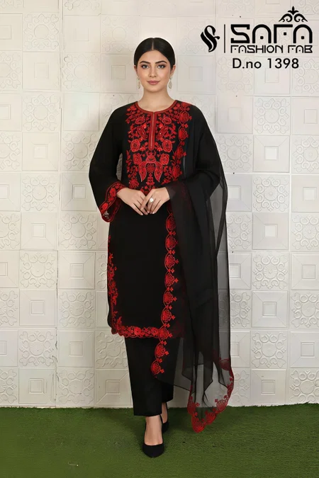 Safa Fashion Fab 1398 Tunic Georgette Kurti With Bottom Dupatta Wholesale