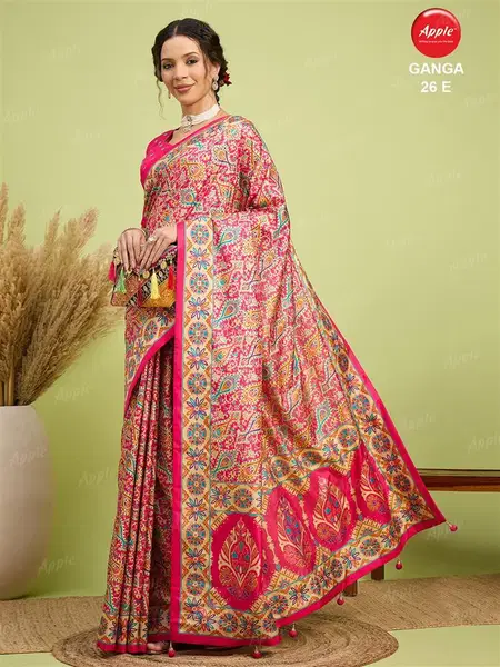 Ganga 26 By Apple Silk Blend Digital Printed Wholesale Fancy Saree Suppliers In India
