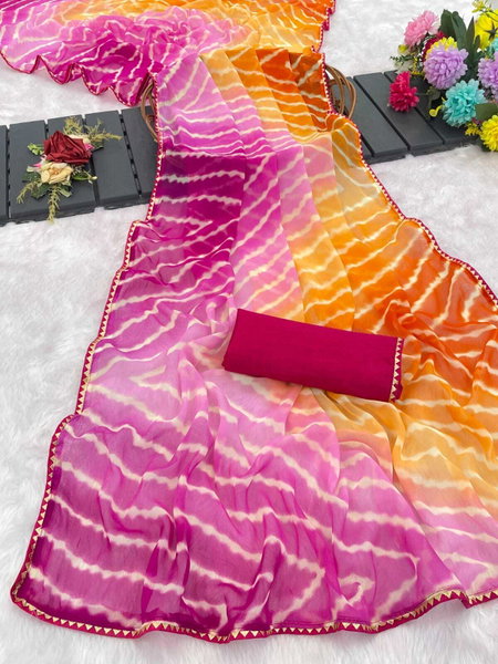 Mahek 203 Bandhani Printed Georgette Leheriya Saree Orders In India

