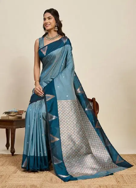 Maahi 207 Banarasi Silk Silver And Gold Zari Worked Beautiful Saree Wholesale Suppliers In Mumbai