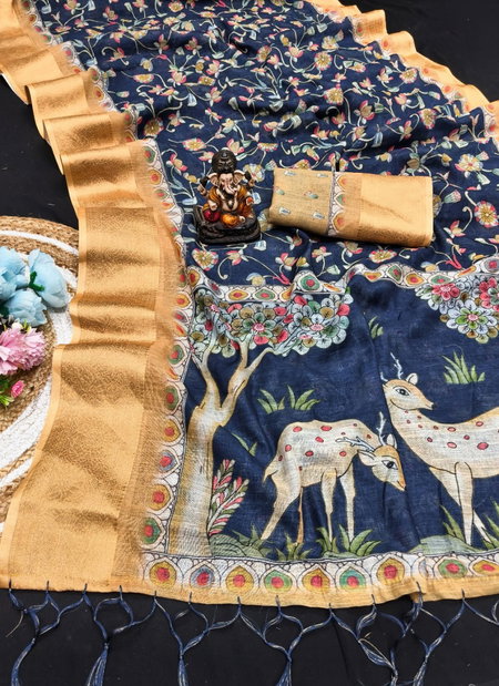 Scvc Gorma A Linen Silk Kalamkari Digital Printed Saree exporters in india