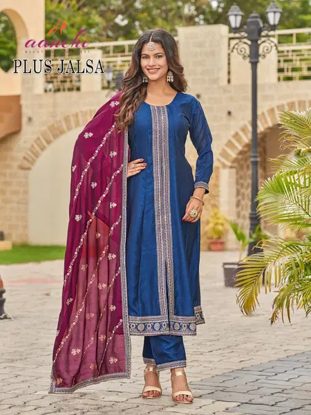 Plus Jalsa By Aanchi Vichitra Silk Kurti With Bottom Dupatta Wholesale Market In Surat