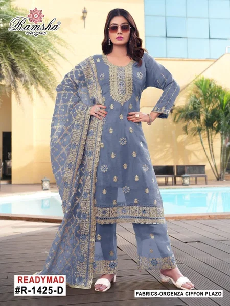 Ramsha R 1425 A To D Organza Pakistani Readymade Suits Wholesale Online