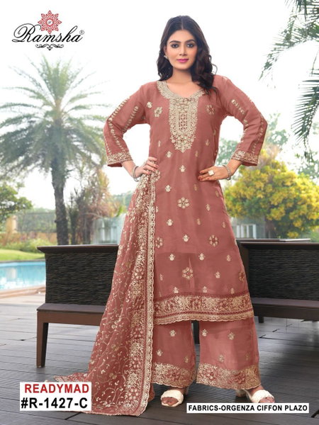 Ramsha R 1427 A To D Organza Pakistani Readymade Suits Exporters In India
