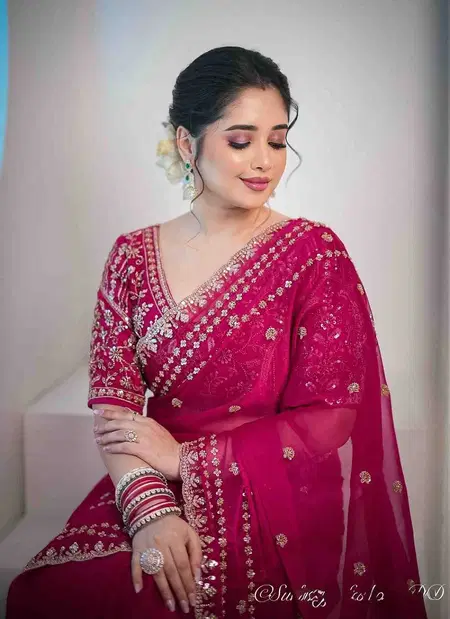 Kc 2080 Soft Space Silk Sequence Zari Worked Premium Saree Exporters In India