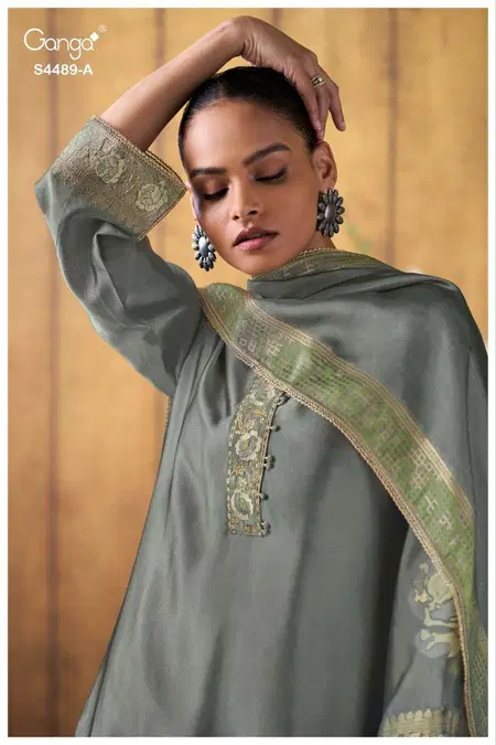 Mahiya 4489 By Ganga Viscose Designer Salwar Suits Suppliers In India