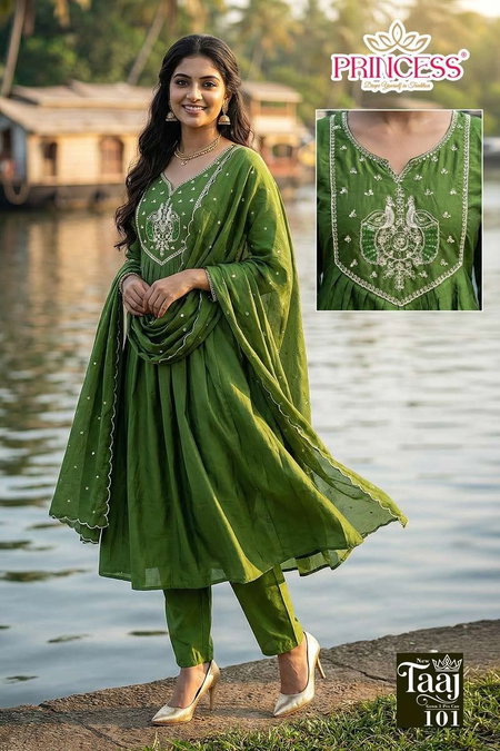 New Taaj By Princess Mal Chanderi Bulk Kurti With Bottom Dupatta Orders In India