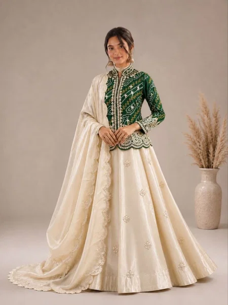 7163 By Bt Pure Simmar Sequence Worked Lehenga Jacket With Dupatta
