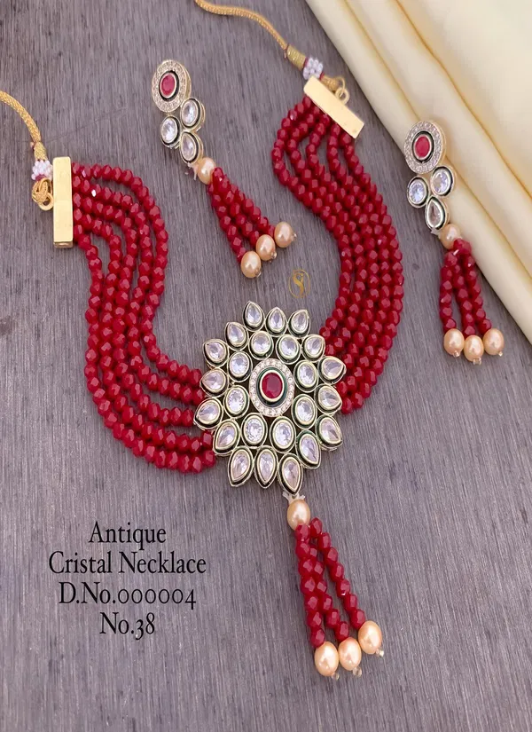 18 Antique Designer Crystal Necklace Set Wholesale Shop In Surat
