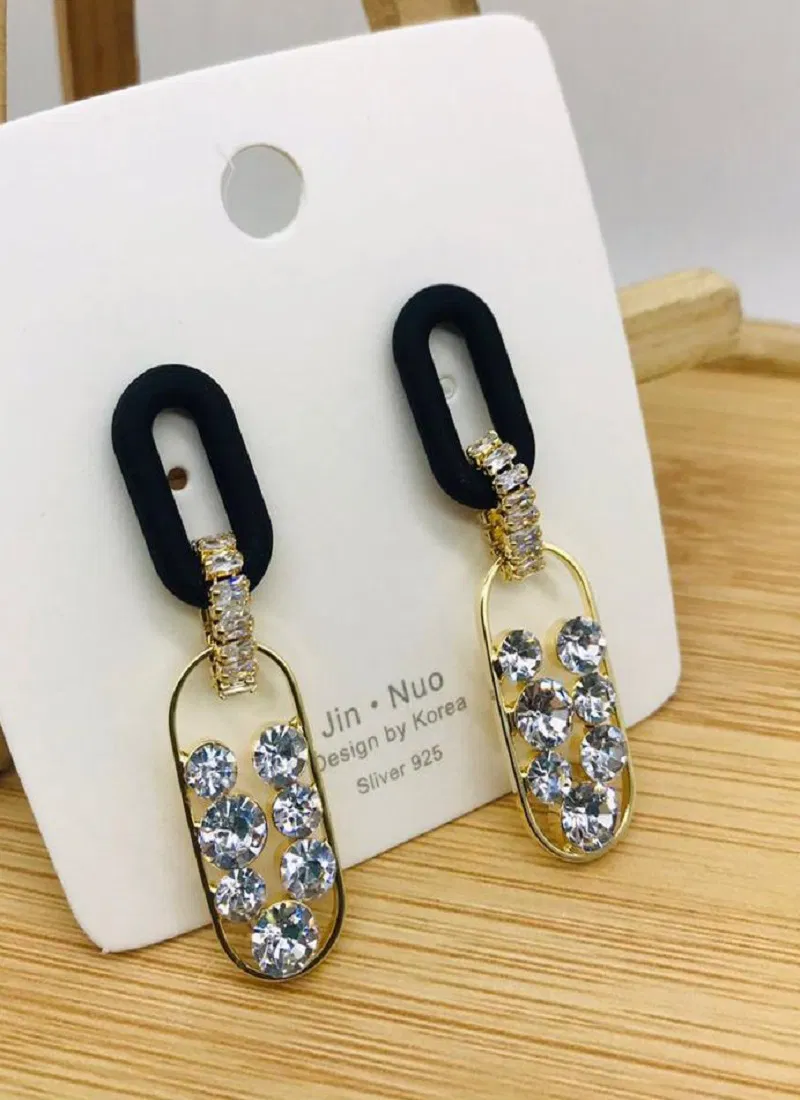 2 AD Diamond Steel And Rose Gold Party Wear Earrings Manufacturers
