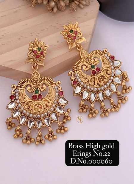 2 Earrings Brass High Gold Jumka Butti Wholesale Price In Surat
