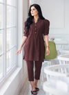 2015 Party Wear Cotton Slub Short Kurti With Bottom Catalog