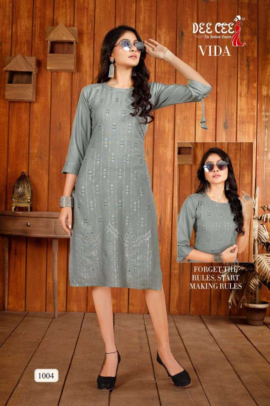 Vida Deecee 1001-1006 Series Latest Heavy Rayon Designer Trendy Casual Wear Kurti Wholesaler india