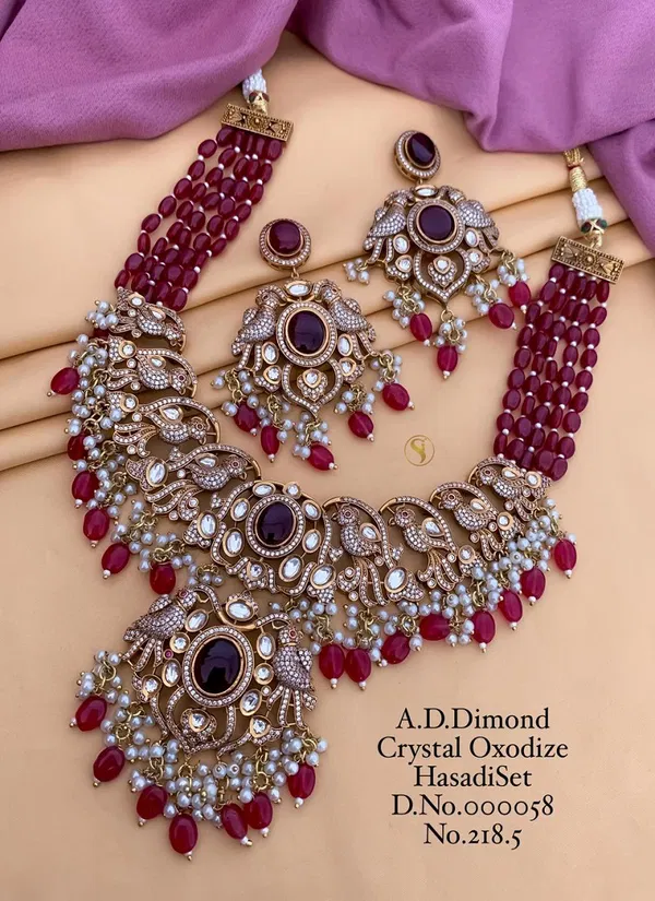 2185 AD Designer Crystal Oxodize Hasadi Set Wholesale Shop In Surat
