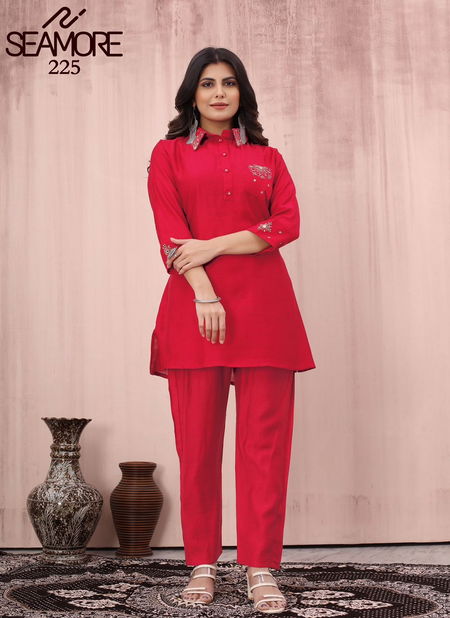 225 Super Single By Seamore Chinnon Silk Cord Set Kurti With Bottom Wholesale Market In Surat Catalog