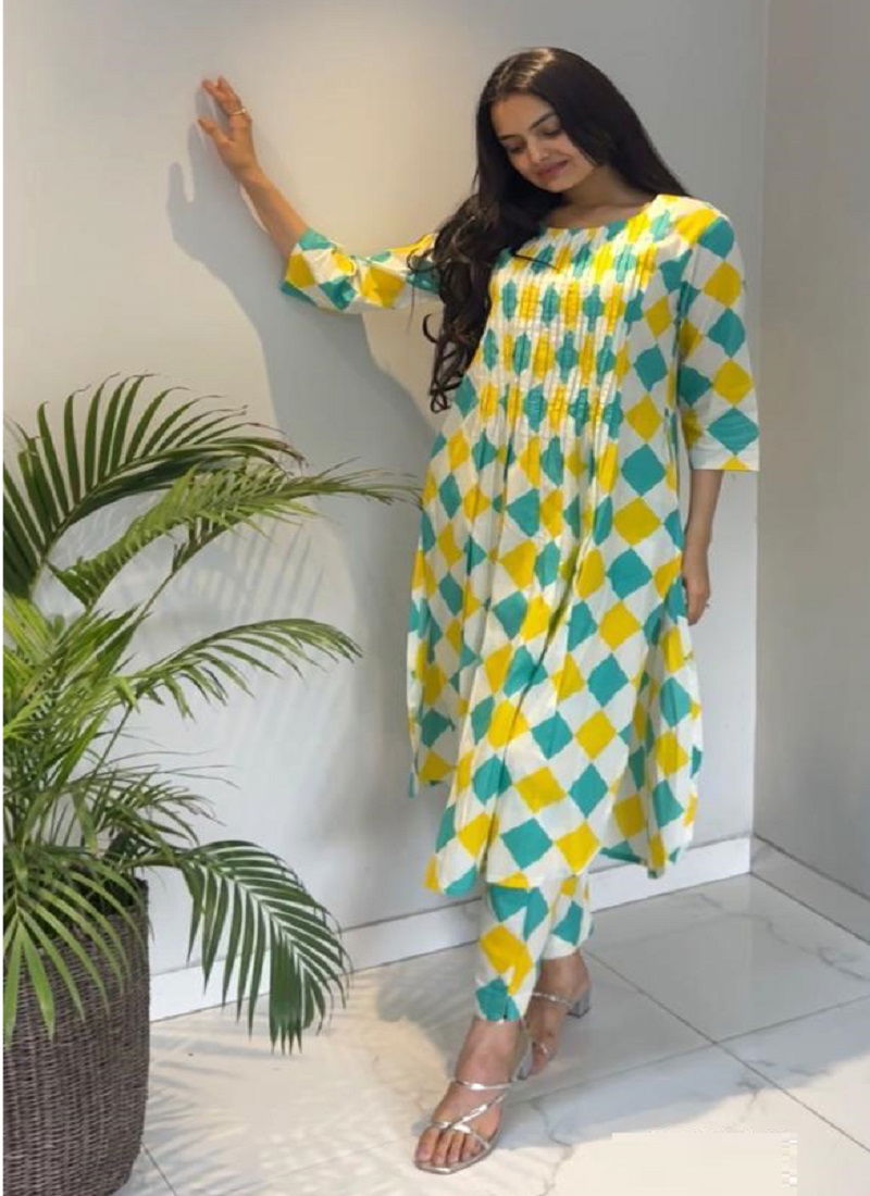 23142 Cambric Cotton Printed Kurti With Bottom Catalog