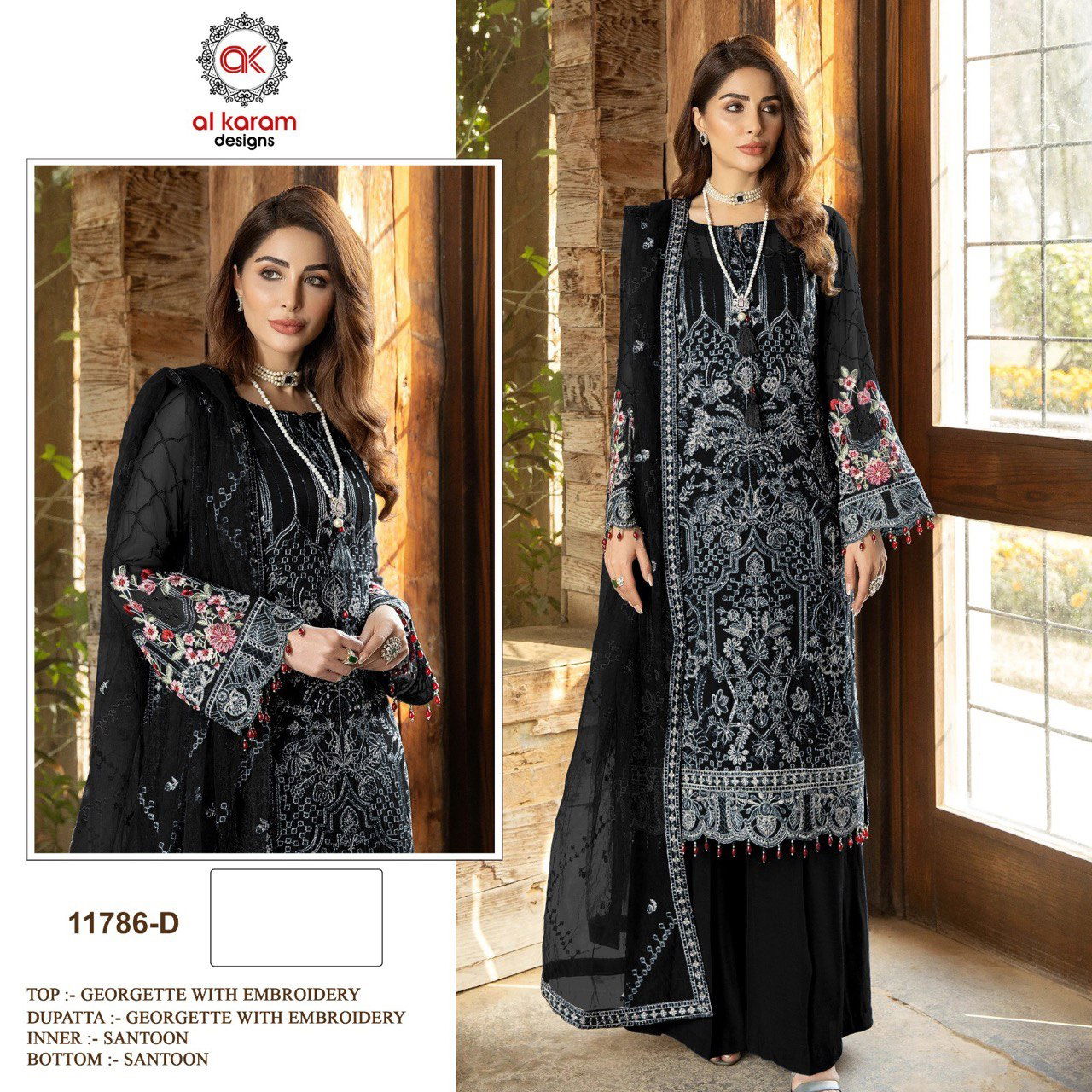 11786 Color By Al Karam Georgette Pakistani Suits Catalog
