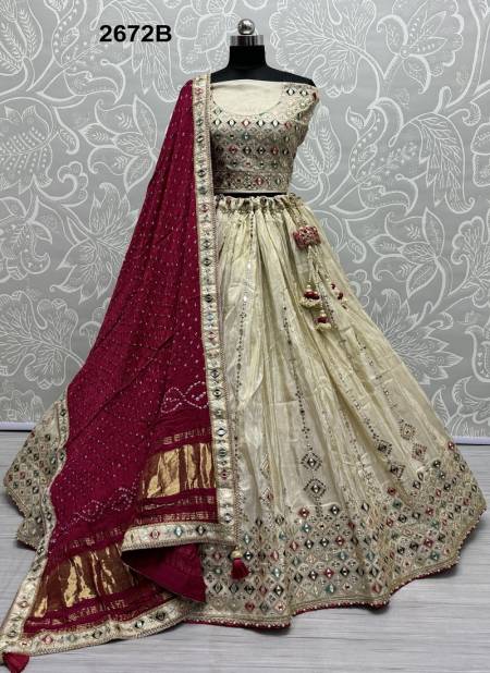 2672 A and B by Anjani Art Pure Gadhwal silk Wear Lehenga Choli Wholesale In India Catalog