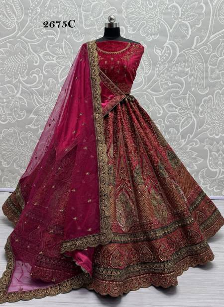 2675 A To D by Anjani Art Heavy Velvet Bridal Wear Lehenga Choli Orders In India Catalog