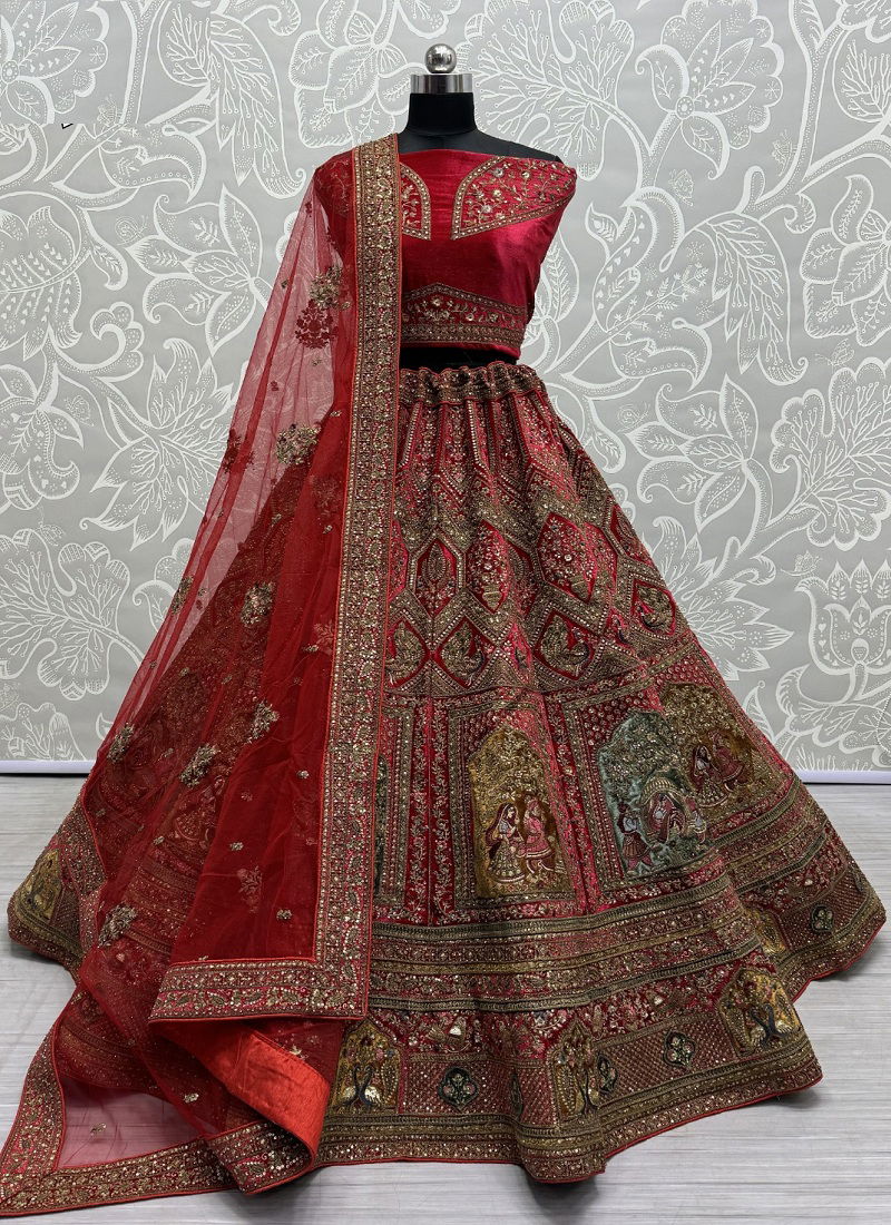 2707 A  And D by Anjani Art Velvet Embroidery Bridal Bulk Lehenga Choli Orders In India Catalog