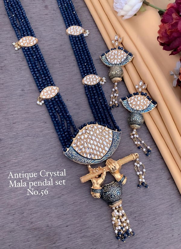 3 Designer Antique Crystal Mala Pendant Set Wholesale Market In Surat
