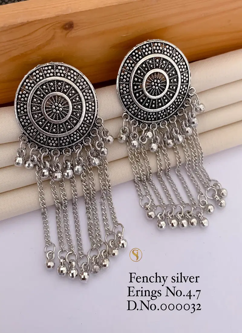 3 Fancy Navratri Special Silver Earrings Wholesale Shop In Surat
