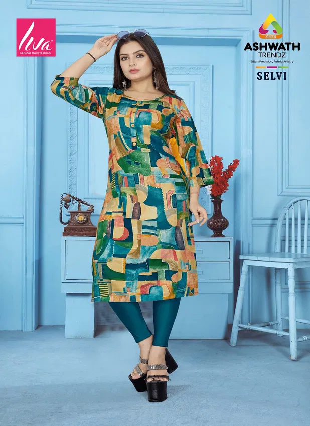 3 Selvi Ultra Premium Rayon Foil Printed Wholesale Kurti Suppliers In India