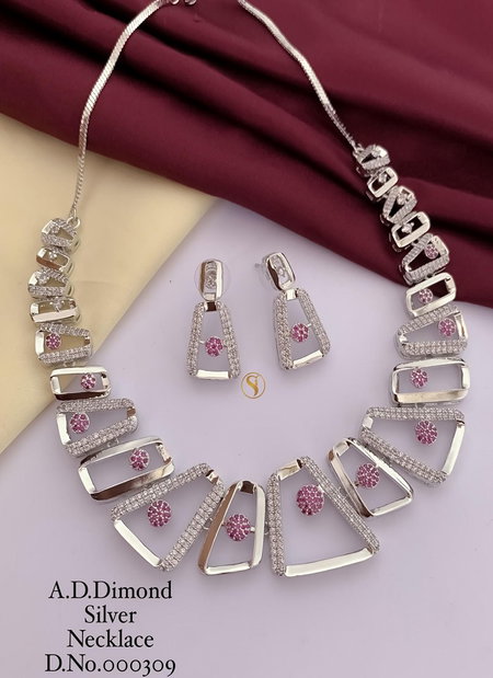 309 AD Diamond Designer Party Wear Necklace Set Wholesalers In Delhi
