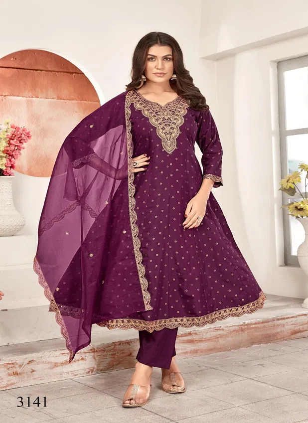 3140 and 3141 By Ladies Flavour Roman Slik Readymade Suits Wholesale Online