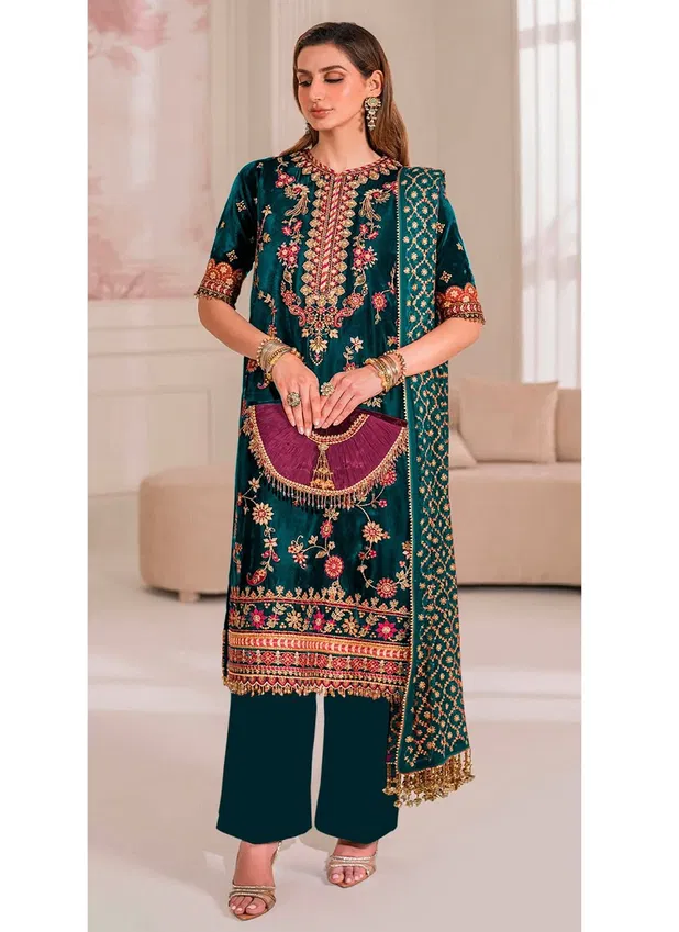 32223 Velvet 24 By Deepsy Suits Embroidery Velvet Pakistani Suits Orders In India