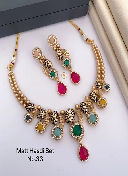 38 MH Designer Matte Golden Hasadi Set Wholesale Price In Surat
