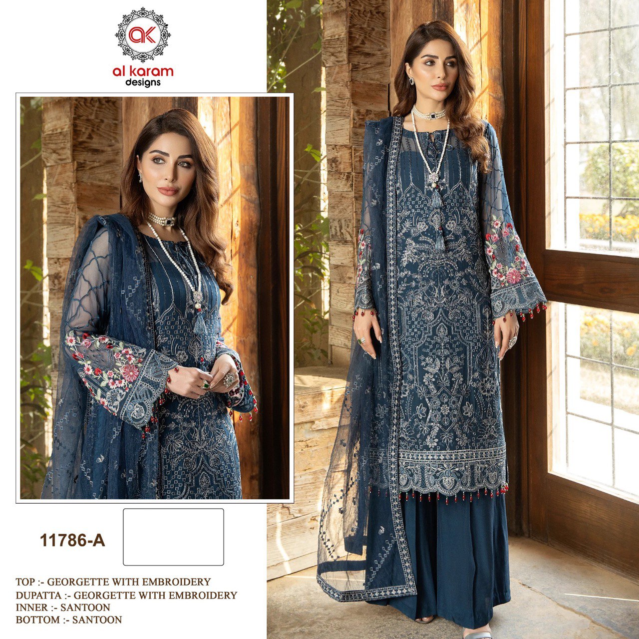 11786 Color By Al Karam Georgette Pakistani Suits Catalog
