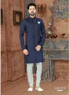 Navy Blue Heavy Silk Wedding wear and Party Wear Indo Western Collections